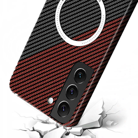 Etui do Samsung Galaxy S23, Magsafe Slim Carbon, czarne / czerwone