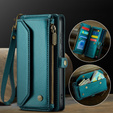 Etui CASEME do Samsung Galaxy S25 FE, RFID Leather Wallet, z paskiem na ramię, zielone