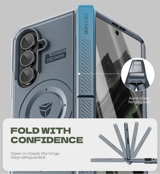Etui pancerne do Samsung Galaxy Z Fold7 5G, Dexnor Magnetic,  do MagSafe - granatowe