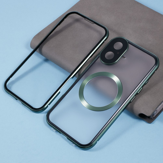 Etui Magnetic Dual Glass MagSafe do iPhone 16, zielone