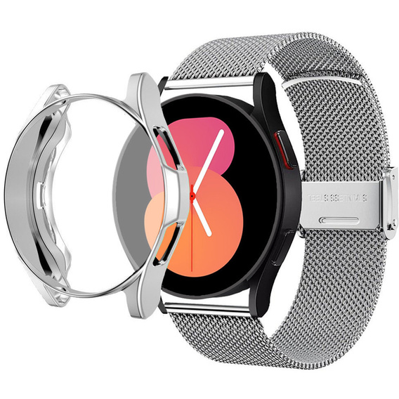 Bransoleta + Etui z Osłoną na Ekran do Samsung Galaxy Watch 5 44mm, Srebrny