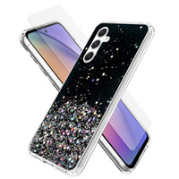 Zestaw Etui Brokat do Samsung Galaxy A54 5G, czarne + szkło