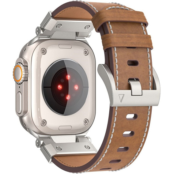 Pasek Skórzany do Apple Watch 1/2/3/4/5/6/7/8/9/10/11/SE Ultra 1/2/3 42/44/45/46/49mm, Brązowy