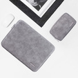 Etui na Laptopa 13" z Wodoodpornej Skóry PU i Dodatkową Torbą - Szare