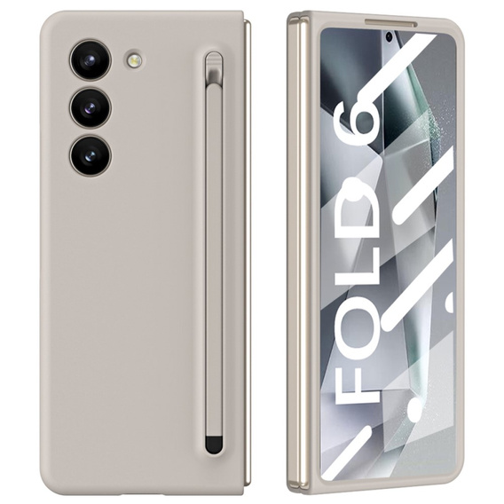Etui do Samsung Galaxy Z Fold6 5G, ze szkłem i rysikiem, szare