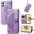 Etui z klapką do Motorola Moto G73 5G, Butterfly, fioletowe