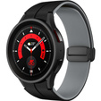Pasek Silikonowy do Samsung Galaxy Watch 4/5/6/7/FE 40/42/43/44/45/46/47mm, Czarny / Szary