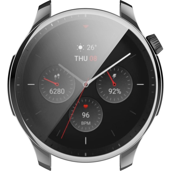 2w1 Etui z osłoną na ekran do Amazfit GTR 4 46mm, Srebrne