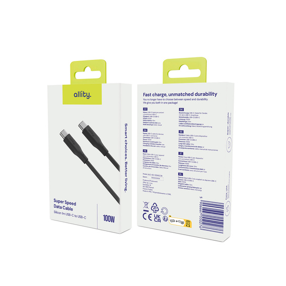 Allity AUC-02 – Kabel USB-C do USB-C 1 m, 100W - czarny