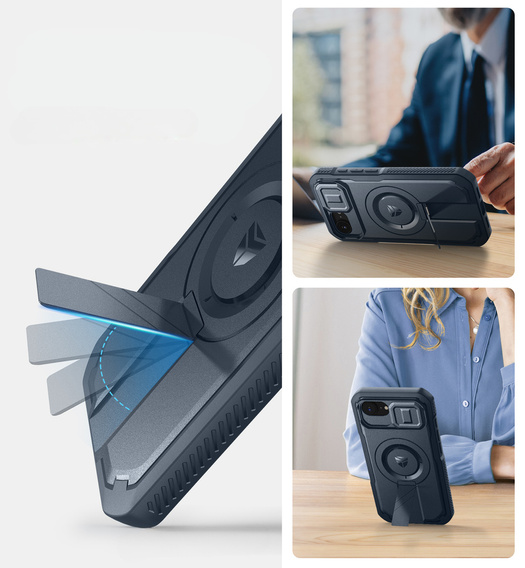 Etui pancerne Dexnor CamProtect z MagSafe do iPhone 16e – niebieskie