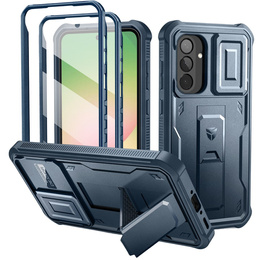 Etui pancerne do Samsung Galaxy A56 5G, Dexnor Kickstand Cam Protector, niebieskie