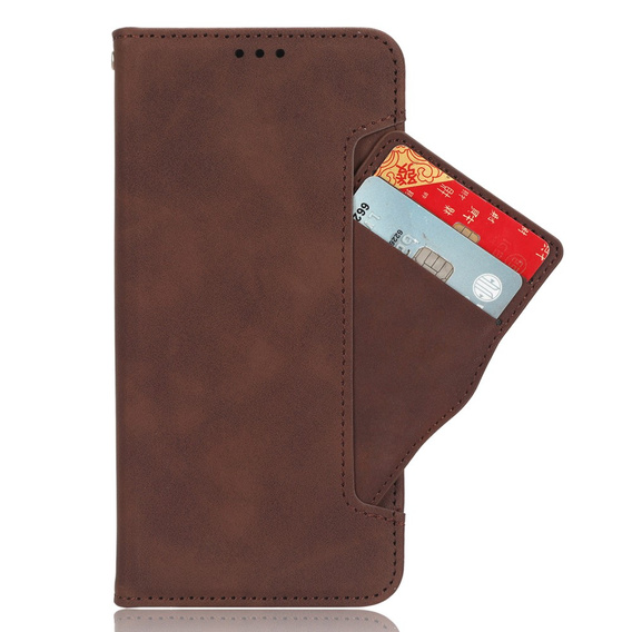 Etui z klapką do Honor Magic 6 Lite 5G, Card Slot, brązowe