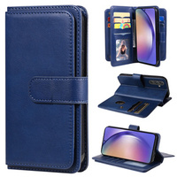 Etui z klapką do Samsung Galaxy A55 5G, 10 Card Slots Wallet, niebieskie