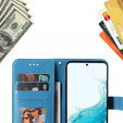 Zestaw Etui z klapką do Samsung Galaxy A54 5G, portfel Mandala i kwiaty, niebieskie + szkło