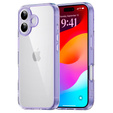 Etui do iPhone 17, z ochroną aparatu, przezroczyste z fioletową ramką