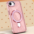 Etui do iPhone 16e, Glittery Magnetic Kickstand, różowe