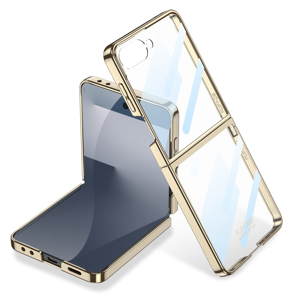 Etui ze szkłem do Samsung Galaxy Z Flip7 5G, PC Case, Złote