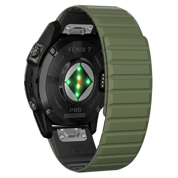 Pasek Silikonowy QuickFit do Garmin Fenix 26mm, Zielony / Czarny