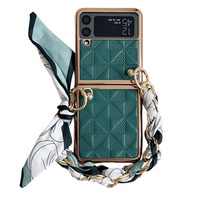 Etui do Samsung Galaxy Z Flip4 5G, Grid Leather, zielone