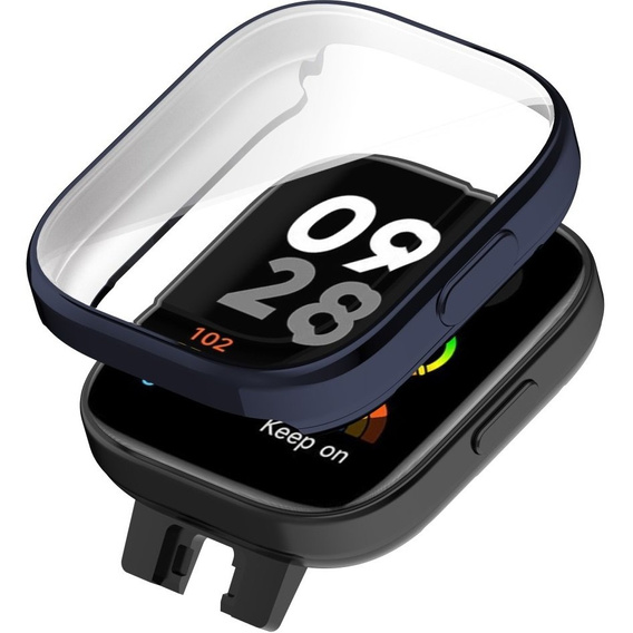 2w1 Etui Silikonowe z Osłoną na Ekran do Xiaomi Redmi Watch 3, Granatowe