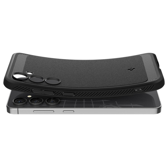 Etui Spigen do Samsung Galaxy S24 FE, Rugged Armor, czarne + Szkło Hartowane 9H