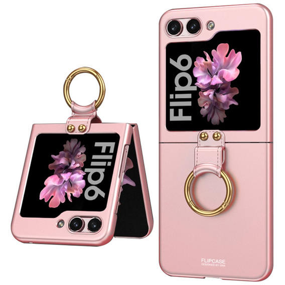 Etui GKK Ring Holder do Samsung Galaxy Z Flip7 FE / Z Flip6, różowe