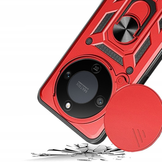 Etui pancerne do Honor Magic 8 Lite, CamShield Slide, czerwone