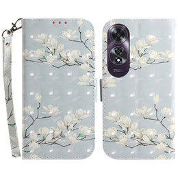 Etui z klapką do Oppo A60, Wallet, Magnolia Flowers szare