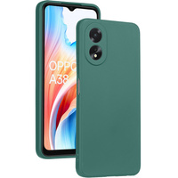 Etui cienkie do Oppo A18 4G / A38 4G, Slim Matowe, ciemnozielone + szkło 9H