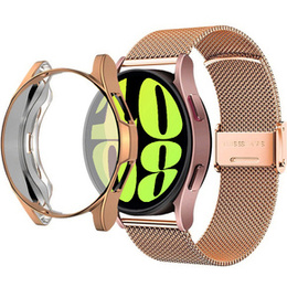 Bransoleta + Etui z Osłoną na Ekran do Samsung Galaxy Watch 6 44mm, Różowe złoto