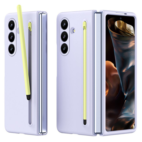 Fioletowe etui ze szkłem i rysikiem do Galaxy Z Fold7 – widok z tyłu