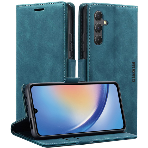 Etui do Samsung Galaxy A35 5G, ERBORD Vintage portfel z klapką, niebieskie