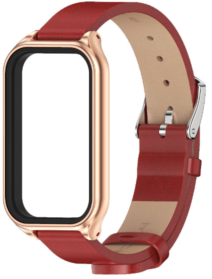 Pasek Skórzany do Xiaomi Redmi Smart Band 2 / Xiaomi Smart Mi Band 8 Active, Czerwony
