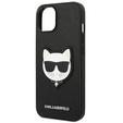 Etui Karl Lagerfeld do iPhone 14 Plus, Saffiano Choupette Head Patch, czarne