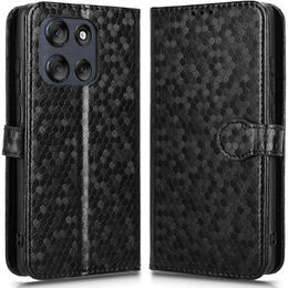 Etui z klapką do Motorola Moto G56 5G, Wallet Rhombus, czarne