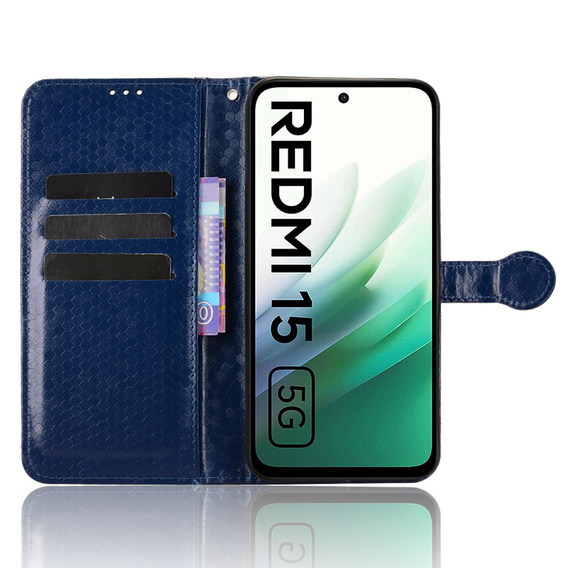 Etui z klapką do Xiaomi Redmi 15 5G / 4G, Wallet Rhombus, niebieskie