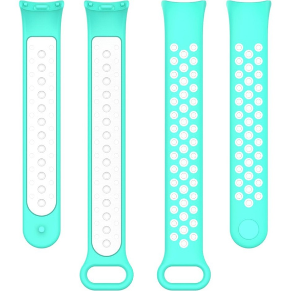 Pasek Silikonowy do Xiaomi Smart Band 10 / 9 / 8, Turkusowy / Biały
