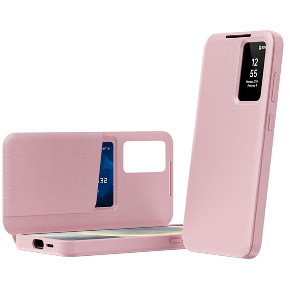 Etui do Samsung Galaxy A56 5G – Smart View z kieszenią na kartę, różowe