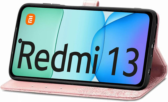 Etui z klapką do Xiaomi Redmi 13, Mandala, różowe