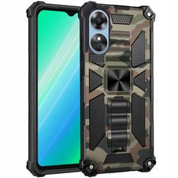 Etui pancerne do Oppo A17, z podstawką, zielone moro