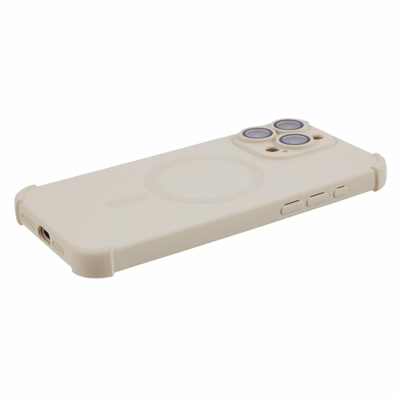 Etui silikonowe do iPhone 15 Pro Max, Magnetic, do MagSafe, beżowe