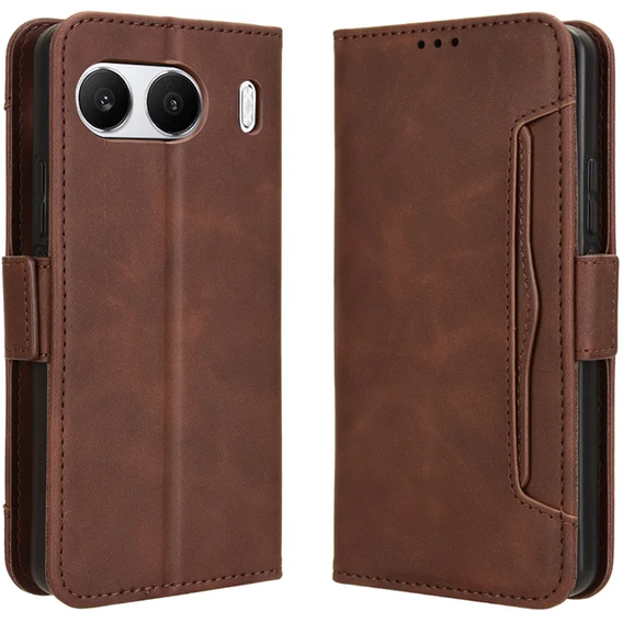 Etui z klapką do OnePlus Nord 4, Card Slot, brązowe