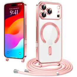 Etui do iPhone 17 Pro, Electro MagSafe, różowe + Smycz