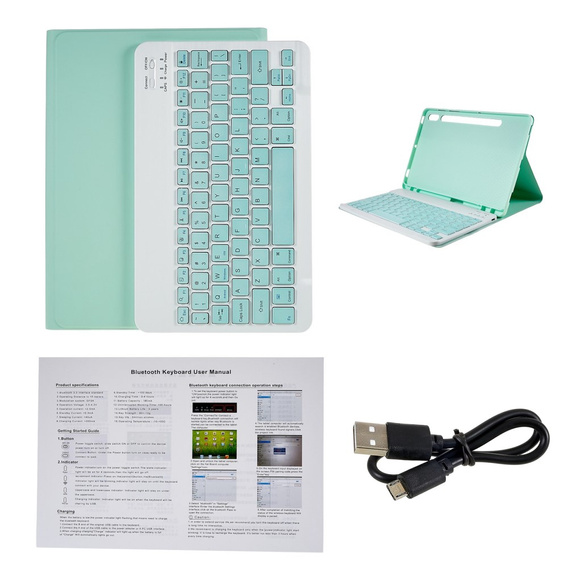 Etui z klawiaturą do Samsung Galaxy Tab S7 T870/T875 / S8, Pen Slot, jasnozielone