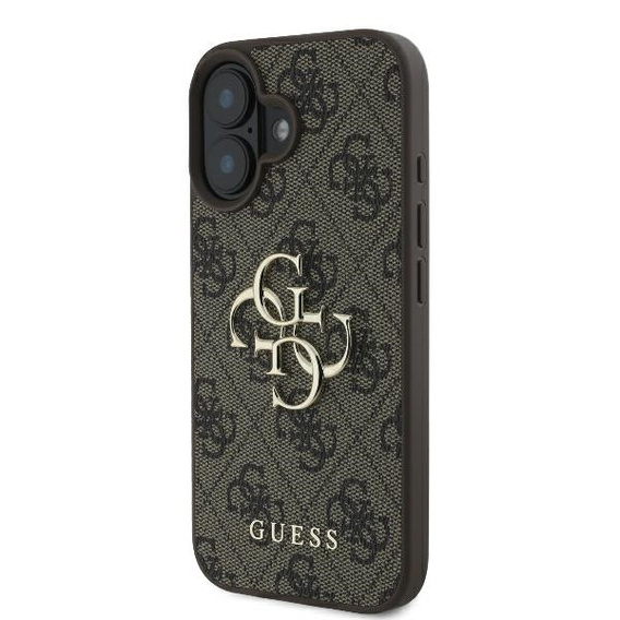 Etui GUESS do iPhone 16, 4G Big Metal Logo, brązowe