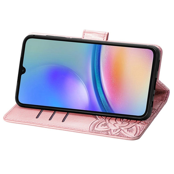 Etui z klapką do Samsung Galaxy A05s, Butterfly, różowe rose gold