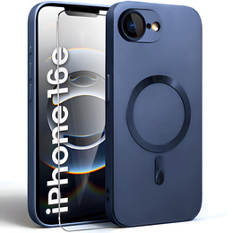 Etui do iPhone 16E, ColorMag, do MagSafe, granatowe + Szkło hartowane 9H