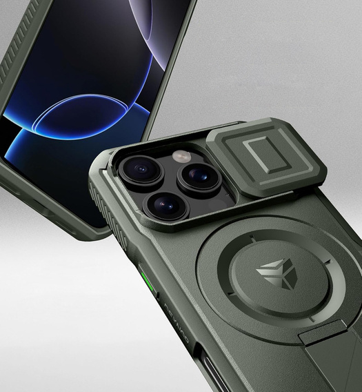 Etui Dexnor MagSafe do iPhone 16 Pro magnetyczne z przesuwaną osłoną aparatu – zielone