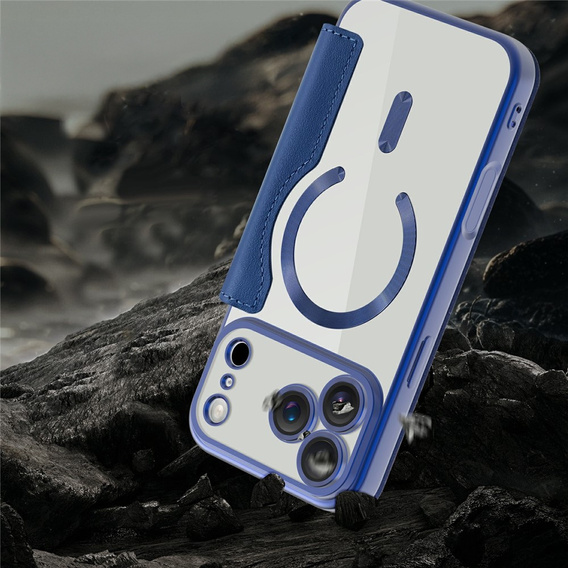 Etui z klapką do iPhone 17 Pro Max, RFID Wallet MagSafe z ochroną aparatu, granatowe