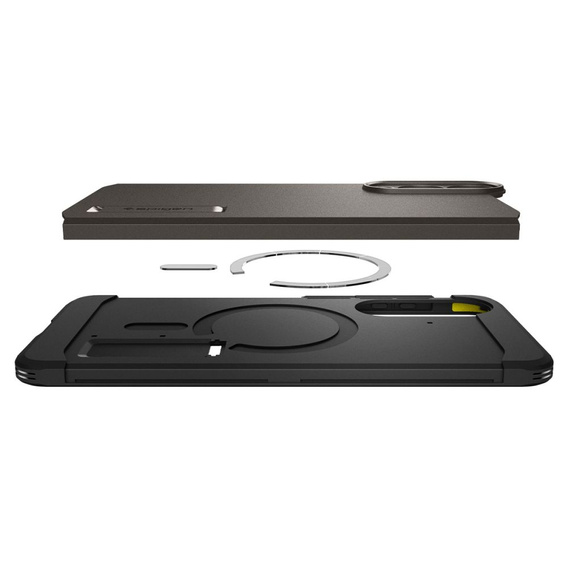 Etui Spigen do Samsung Galaxy S25 Edge, Tough Armor MagSafe, szare + Szkło Hartowane 9H